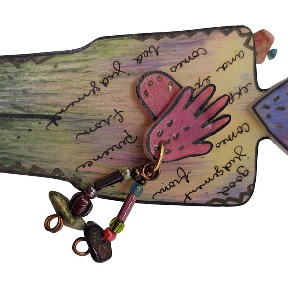 Handmade 90s Brooch Signed Artesian Silhouette Person Indie Pin City Urban - Picture 5 of 11